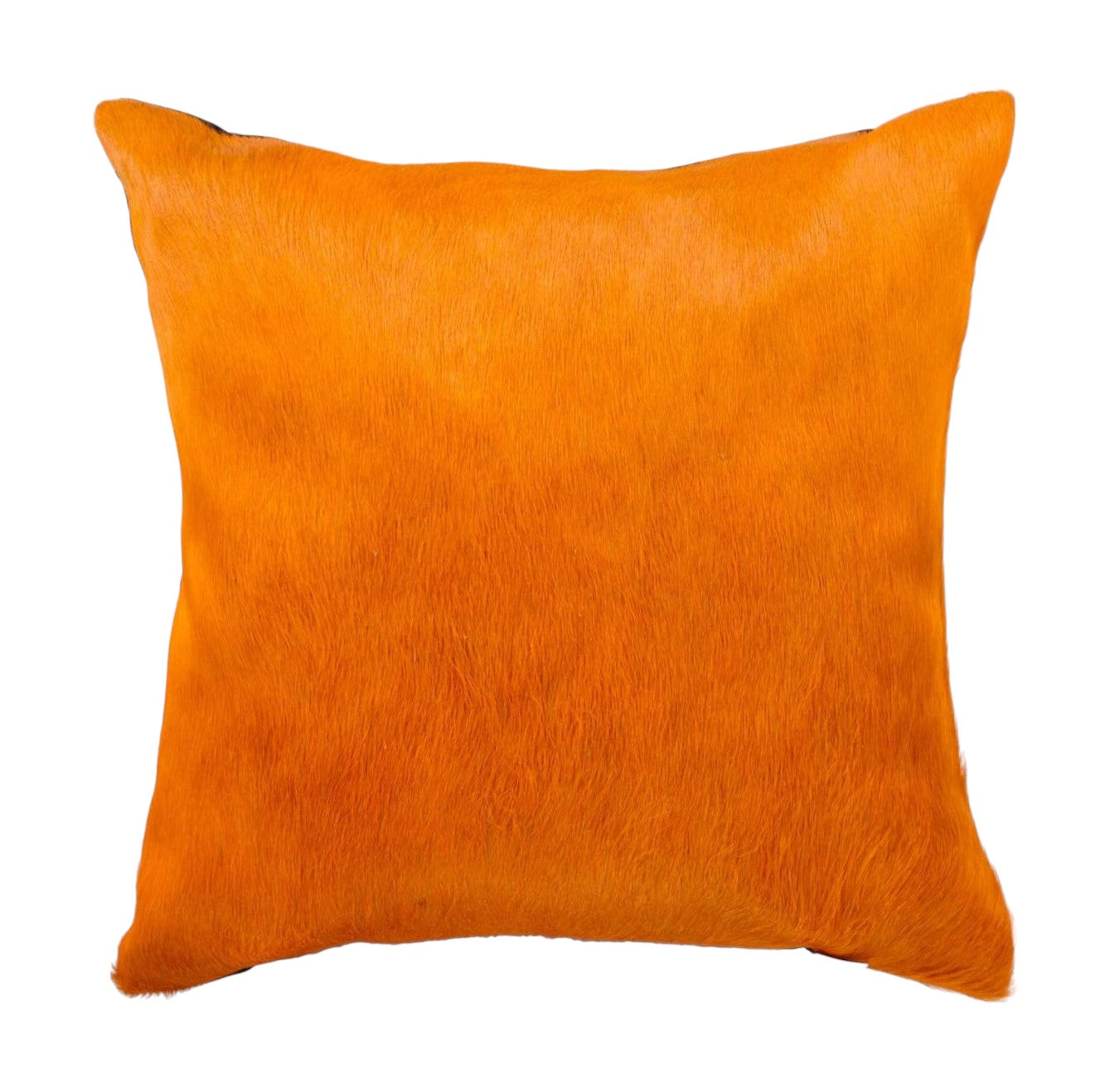 Set of Two 18" Orange Cowhide Throw Pillows