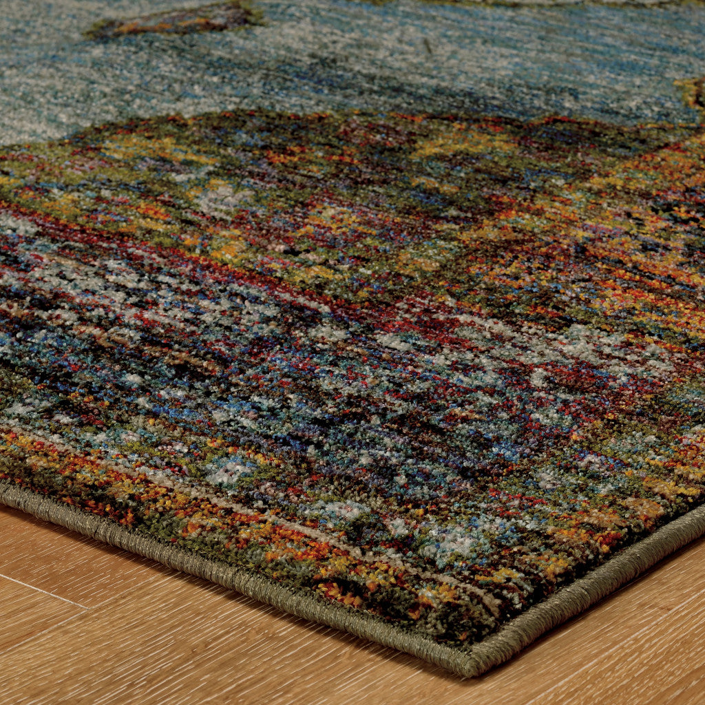 12' Blue And Red Oriental Runner Rug-4