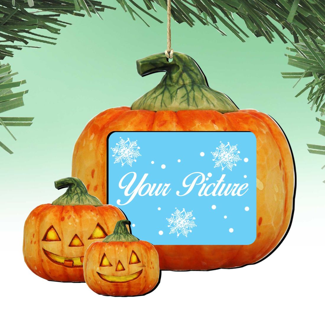 Halloween Pumpkin Picture Frame Ornaments - Ornament for Photo - Thanksgiving Halloween Decor - 8158414-2PF