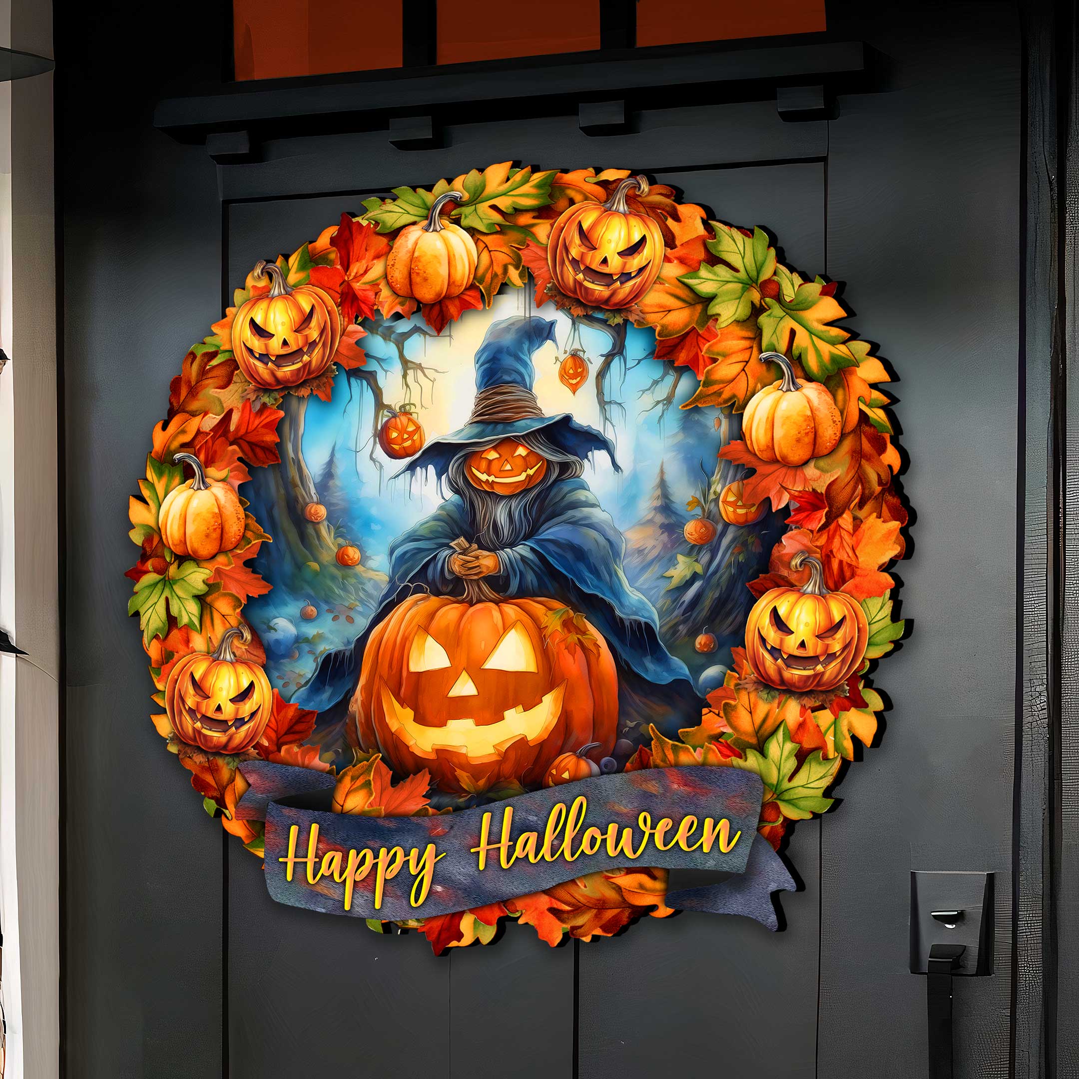 Happy Halloween 36-Inch Wreath Outdoor Decor by G. Debrekht - Halloween Decor - 8652821F