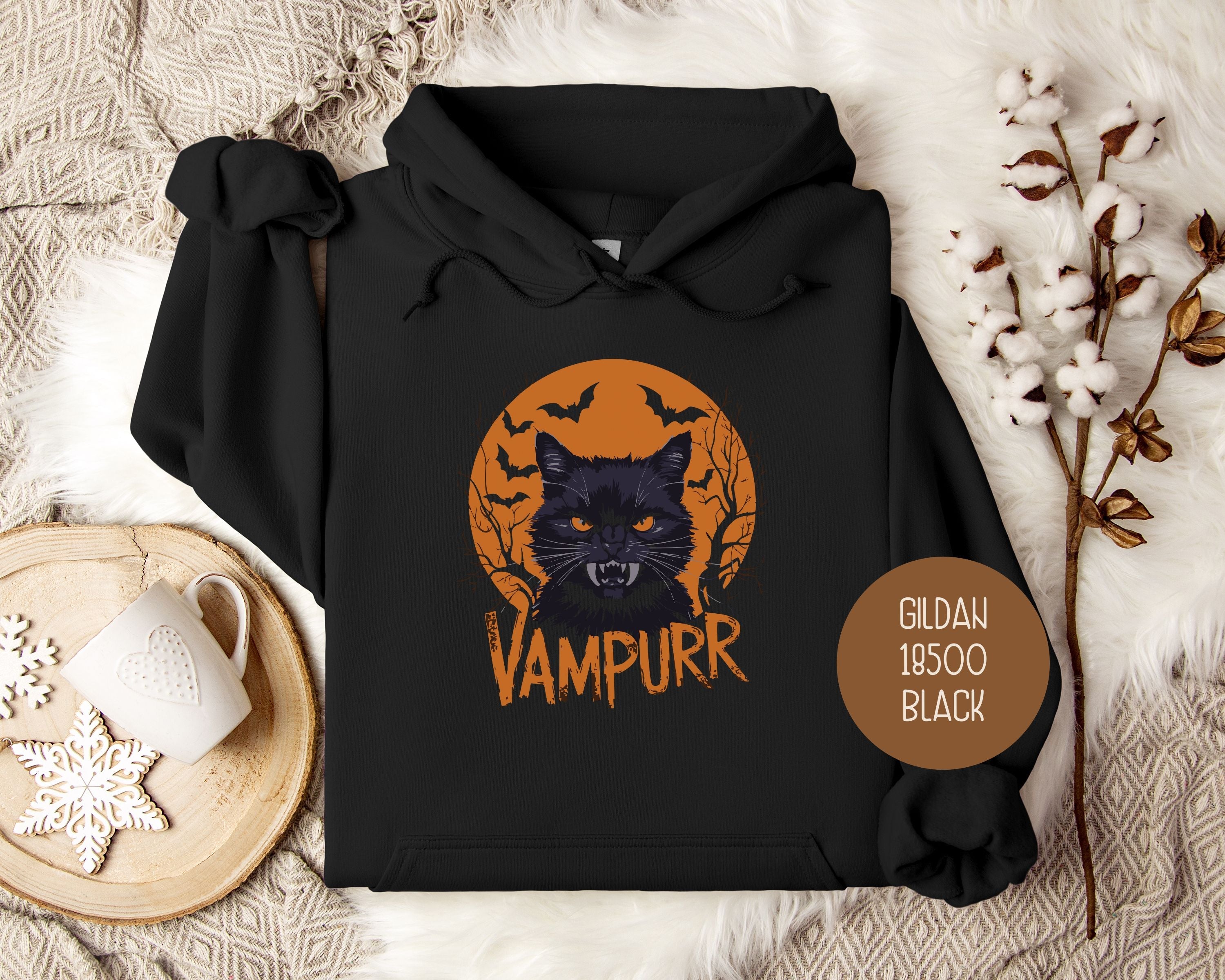 Vampurr Cat Halloween Hoodie-0