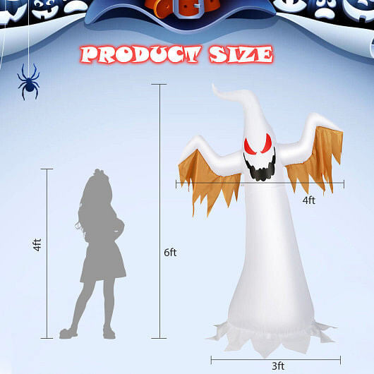 6 Feet Halloween Inflatable Ghost Quick Blow up Halloween Dcor with LED Lights