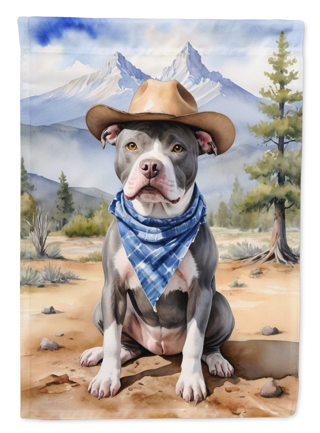 Pit Bull Terrier Cowboy Welcome Garden Flag-0