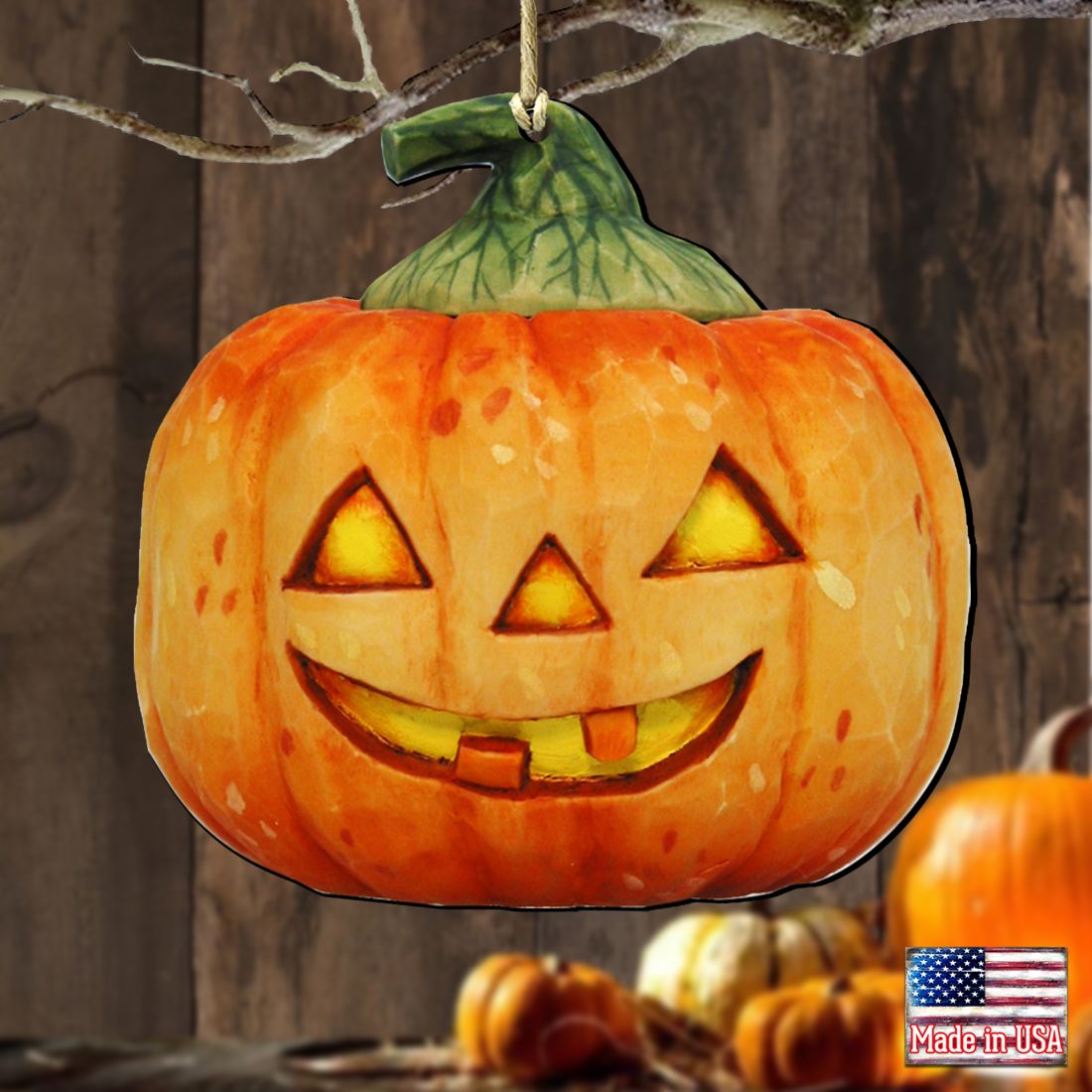 Halloween Pumpkin Wooden Ornaments by G. DeBrekht - Thanksgiving Halloween Decor - 8158414