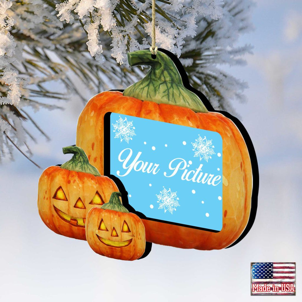 Halloween Pumpkin Picture Frame Ornaments - Ornament for Photo - Thanksgiving Halloween Decor - 8158414-2PF