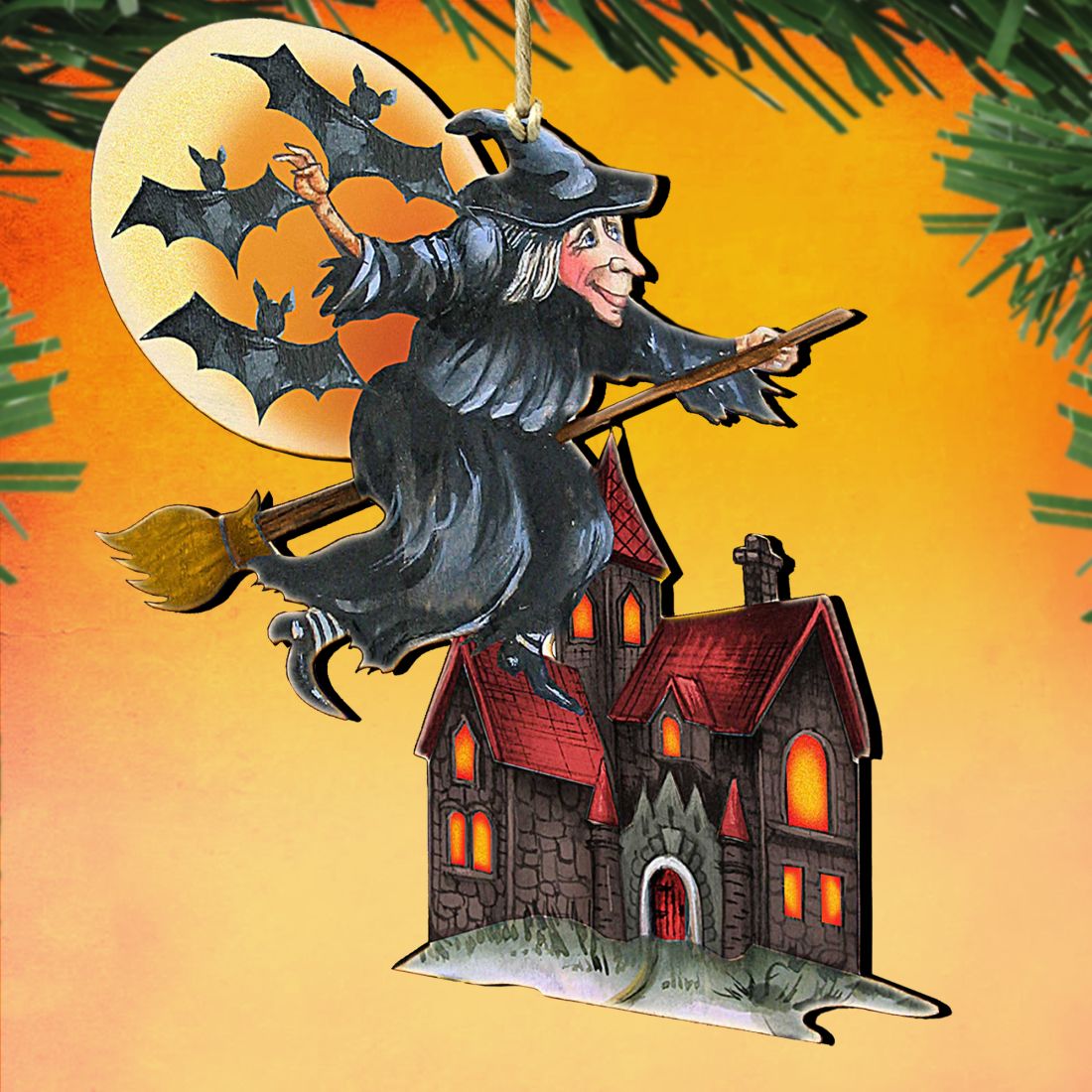 Witch Halloween Wooden Ornaments by G. DeBrekht - Thanksgiving Halloween Decor - 8114010